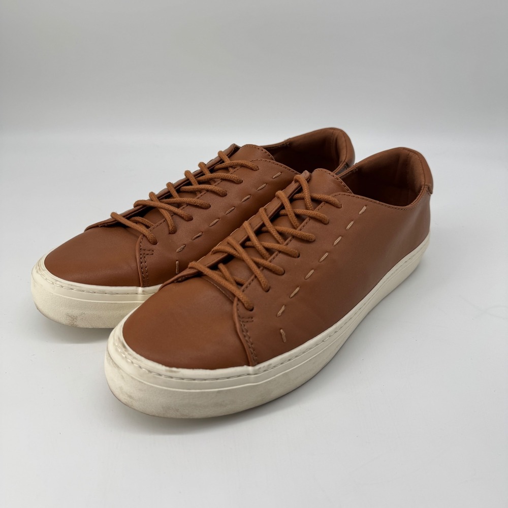 Universal Thread Sneakers Women 9.5 Brown Faux Leather Lace Up Stitched Detail